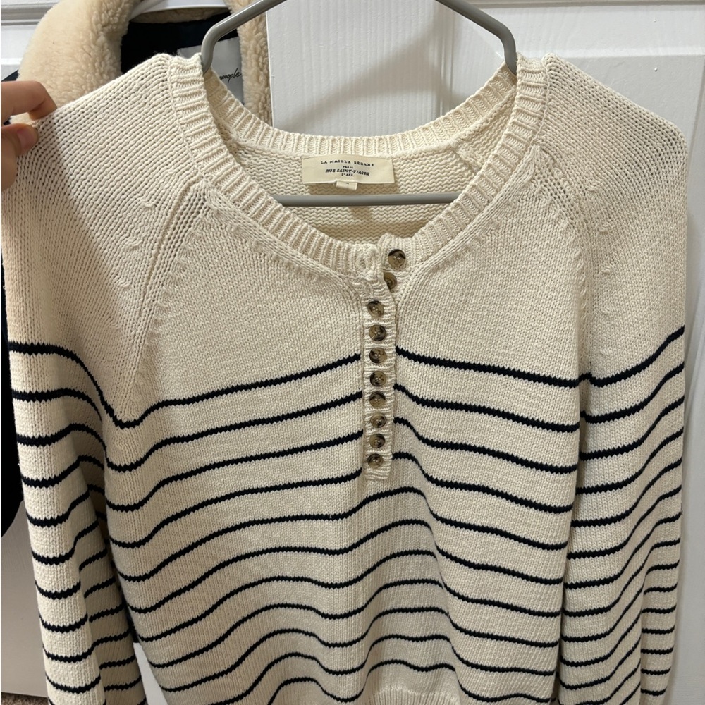 Sezane leontine jumper stipe sweater - navy